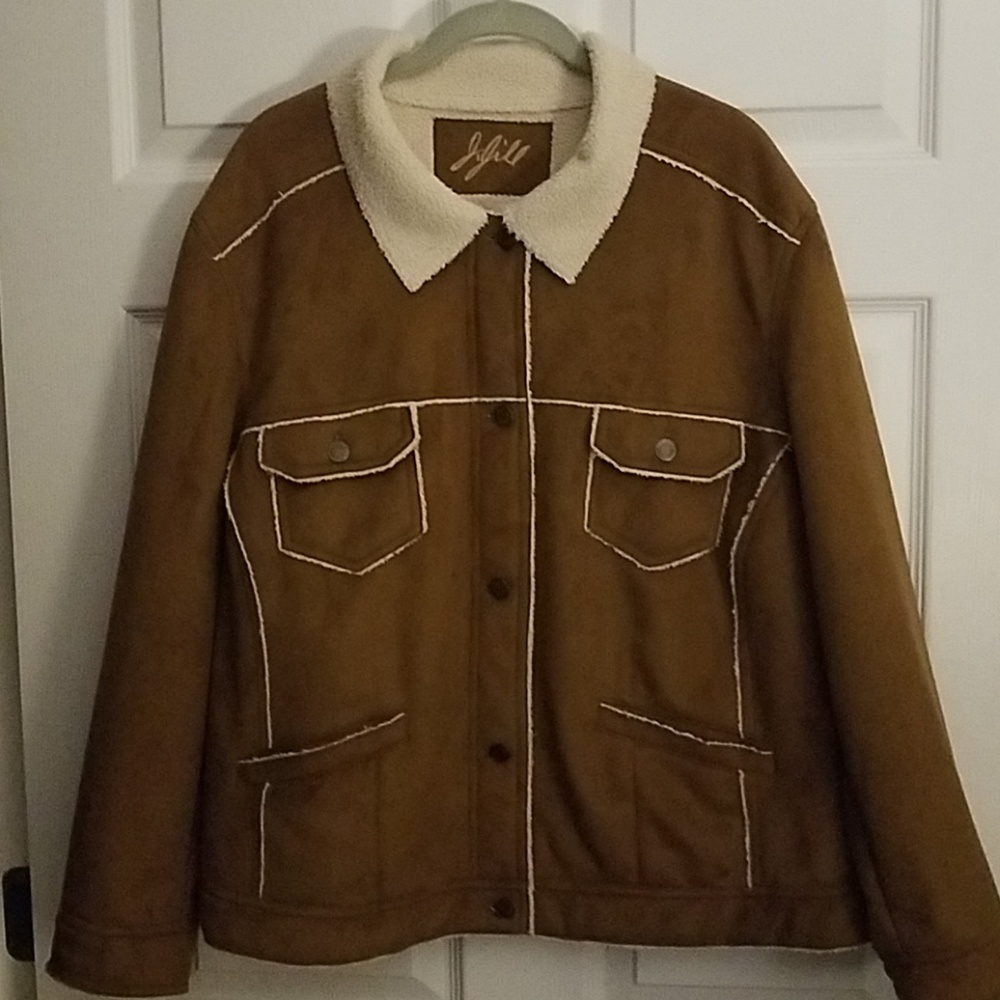 J Jill Suede Look Sherpa Lined Jacket. Sz 3X